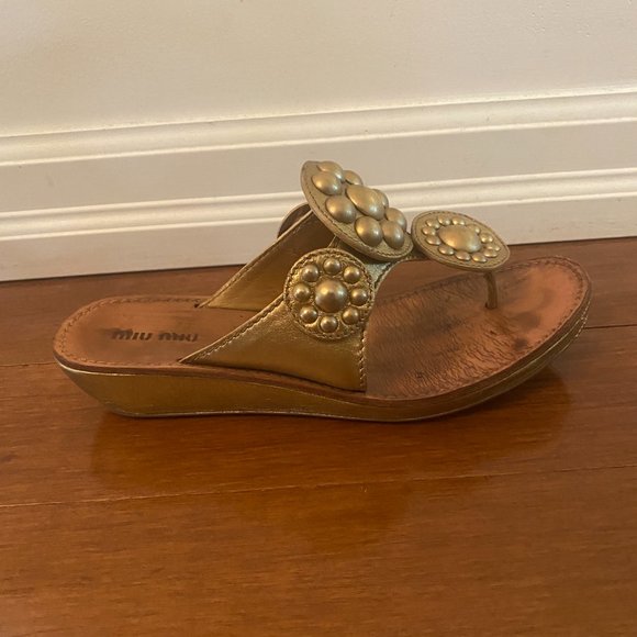 Gold Miu Miu Sandals - Picture 2 of 4